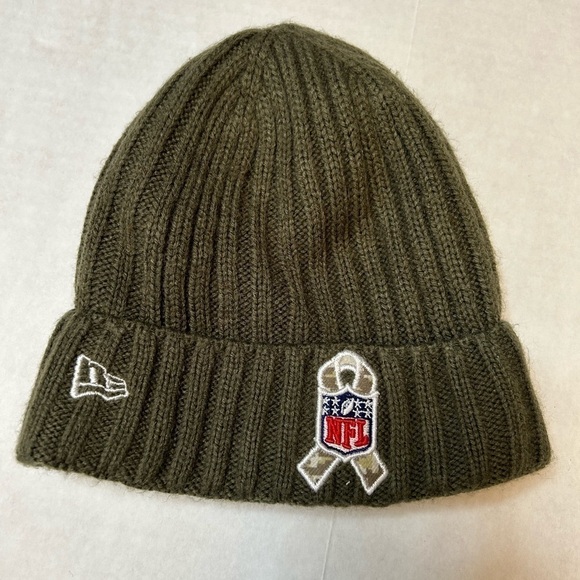 Dallas Cowboys NFL NewEra Salute to service olive green youth cuffed knit hat G8 - Picture 3 of 5